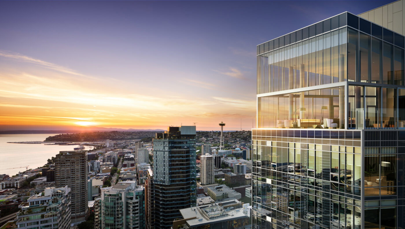 Rising 40-stories in the Seattle skyline, The Emerald is enviably located just one block from the Pike Place Market and steps from the Seattle waterfront.