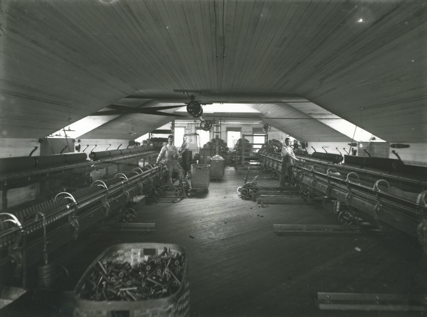 Historic spinning framesPhoto courtesy Pendleton Woolen Mills