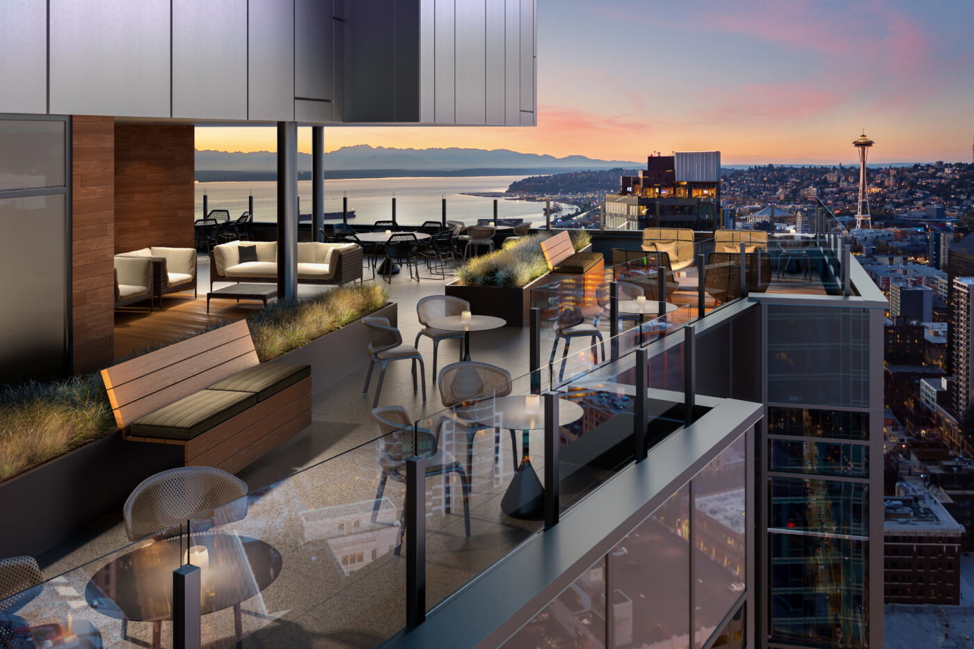 See the city from a collection of wrap-around rooftop retreats and outdoor spaces designed for year-round entertaining and quiet respites.
