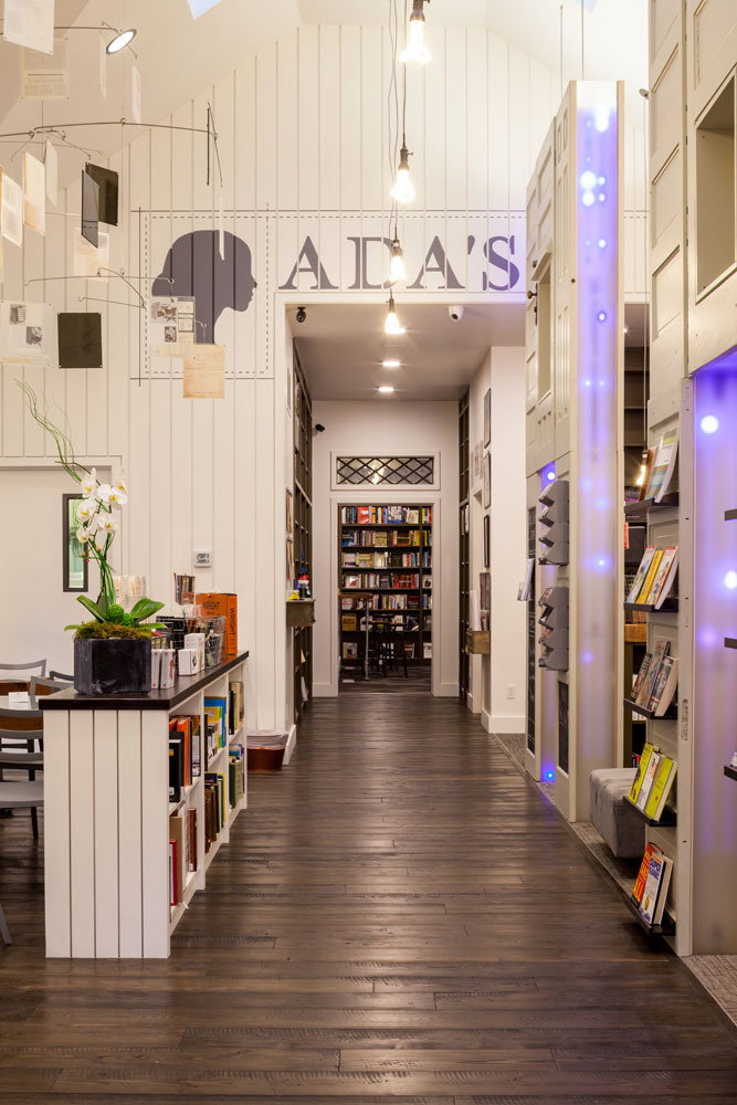 Exposed wood and modern touches combine old and new in the store.