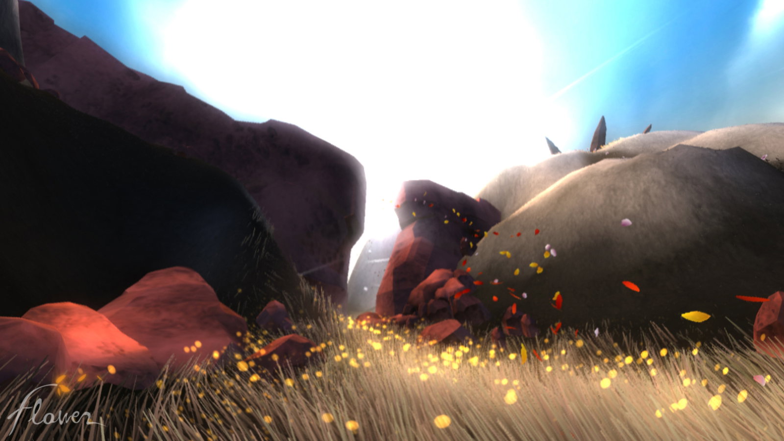Flower, Jenova Chen, creative director; John Edwards, lead engineer. Developed by thatgamecompany, LLC, Playstation 3, 2009, Sony Computer Entertainment America LLC.