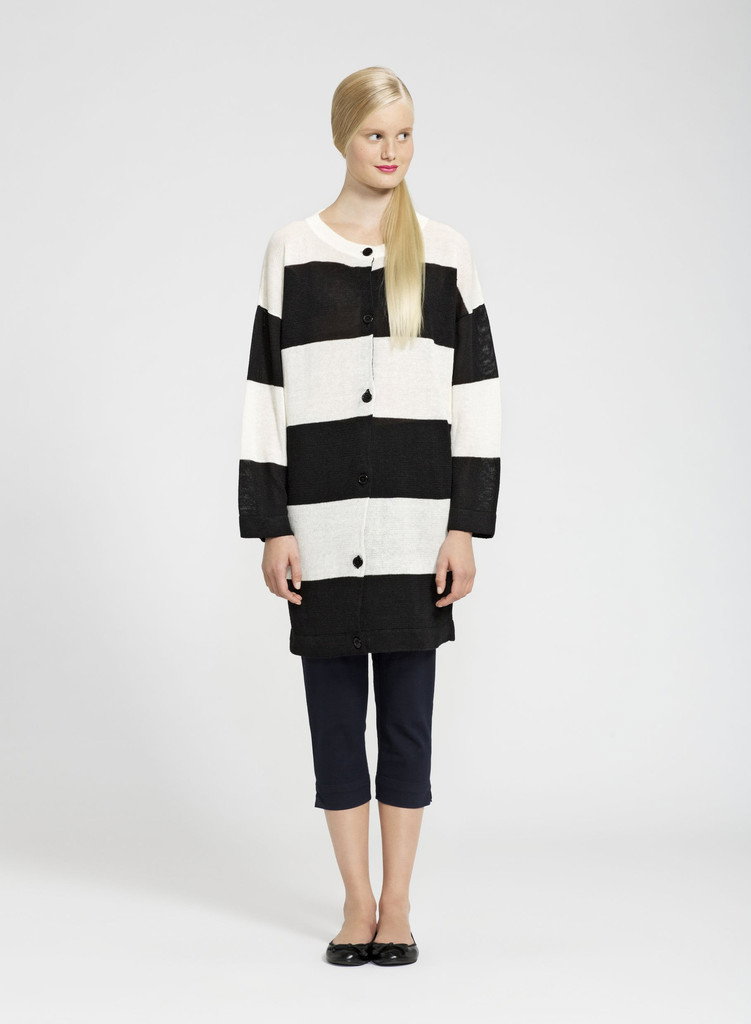 Pirkko's bold striped cardigan checks the oversized, black and white, and comfortable trend boxes for fall ($345).