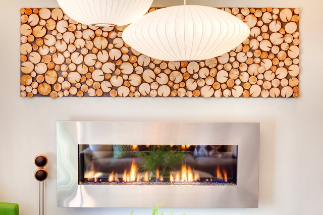 The sleek fireplace is one of the homeowners’ favorite design elements.