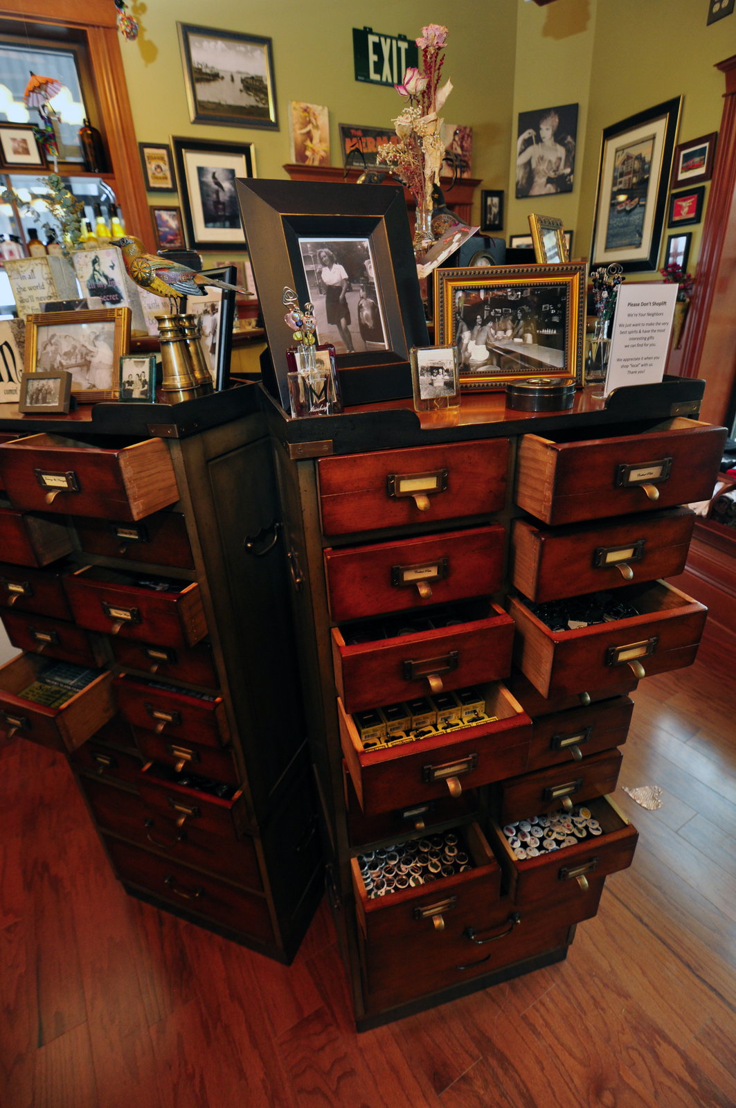 Looking for lapel pins and other trinkets may feel mischievous, but that’s what the Sherlocks want—you’re supposed to dig through their drawers.
